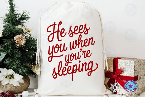 He sees you when youre sleeping, Christmas Quote SVG Design, Christmas Sublimation T-shirt SVG FiveStarCrafting 