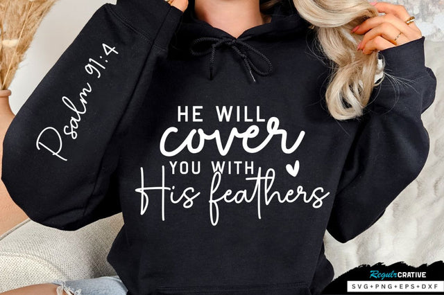 He Will Cover You With Sleeve SVG Design SVG Regulrcrative 
