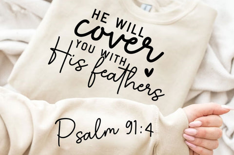 He Will Cover You With Sleeve SVG Design SVG Regulrcrative 