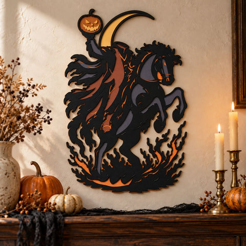 Headless Horseman 3D SVG | 6 Layer Halloween Laser SVG | Horseman Multilayer SVG | Spooky Laser Cut File 3D Paper HappyDesignStudio 