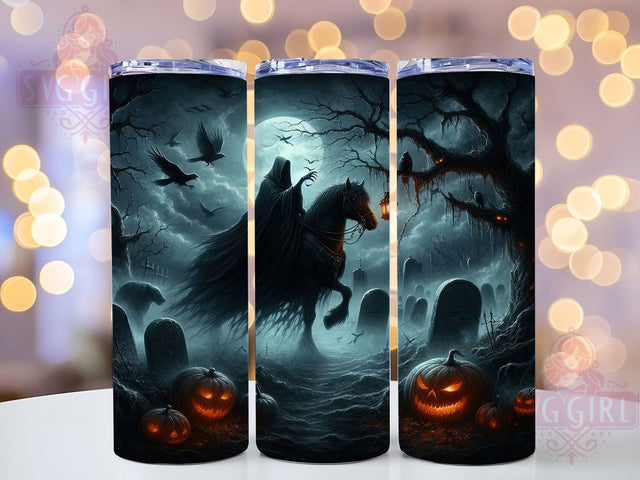 Headless Horseman Haunted Forest Tumbler, Halloween Scene, Gothic Horror, 20Oz Tumbler Wrap, Sublimation Drinkware, Spooky Aesthetic, Haunted Forest Sublimation SvggirlplusArt 