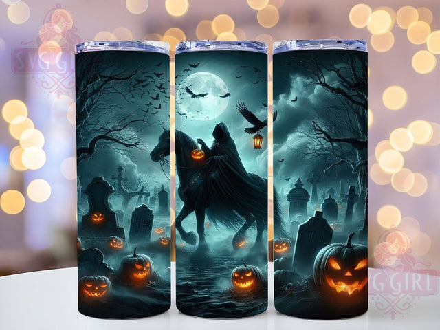 Headless Horseman Haunted Forest Tumbler, Halloween Scene, Gothic Horror, 20Oz Tumbler Wrap, Sublimation Drinkware, Spooky Aesthetic, Haunted Forest Sublimation SvggirlplusArt 