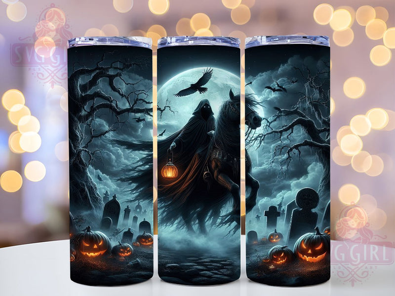 Headless Horseman Haunted Forest Tumbler, Halloween Scene, Gothic Horror, 20Oz Tumbler Wrap, Sublimation Drinkware, Spooky Aesthetic, Haunted Forest Sublimation SvggirlplusArt 