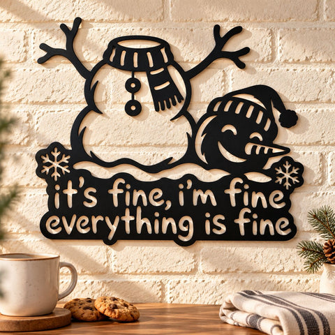 Headless Snowman Laser SVG | It's Fine I'm Fine Everything Is Fine DXF | Funny Christmas Metal Wall Art | Winter Plasma Cutting File SVG HappyDesignStudio 