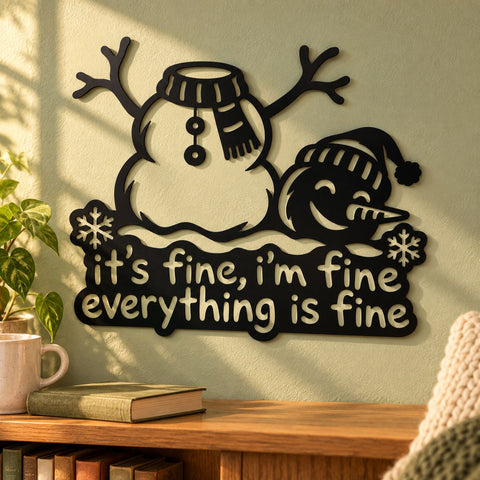 Headless Snowman Laser SVG | It's Fine I'm Fine Everything Is Fine DXF | Funny Christmas Metal Wall Art | Winter Plasma Cutting File SVG HappyDesignStudio 