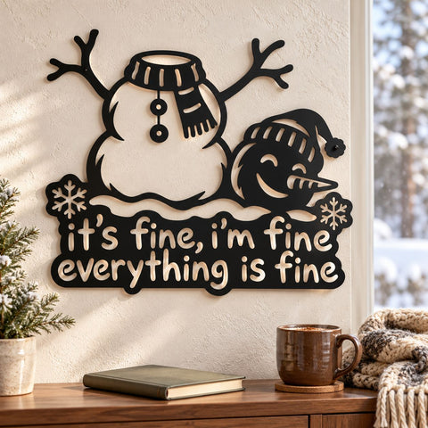 Headless Snowman Laser SVG | It's Fine I'm Fine Everything Is Fine DXF | Funny Christmas Metal Wall Art | Winter Plasma Cutting File SVG HappyDesignStudio 