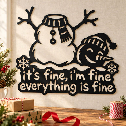 Headless Snowman Laser SVG | It's Fine I'm Fine Everything Is Fine DXF | Funny Christmas Metal Wall Art | Winter Plasma Cutting File SVG HappyDesignStudio 