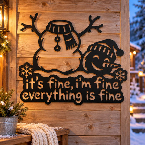 Headless Snowman Laser SVG | It's Fine I'm Fine Everything Is Fine DXF | Funny Christmas Metal Wall Art | Winter Plasma Cutting File SVG HappyDesignStudio 