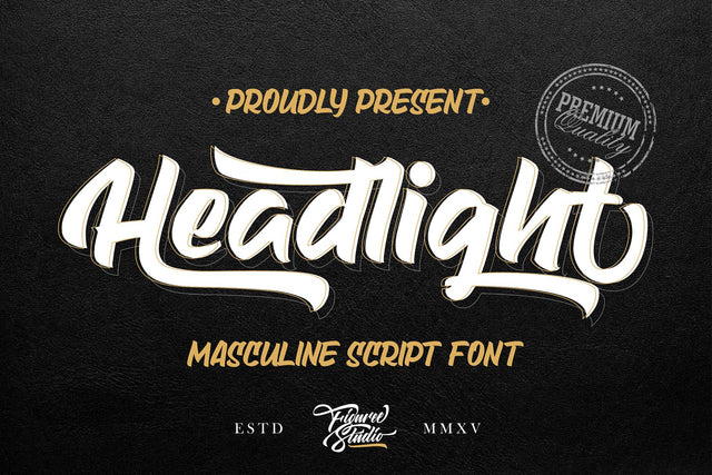 Headlight - Masculine Bold Script Font Mozzatype 