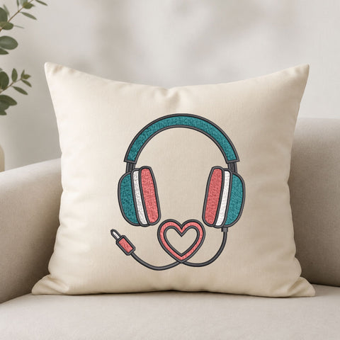 Headphones Heart Machine Embroidery Design – Music Lover Headset Embroidery File Embroidery/Applique DESIGNS PatternFeed8 