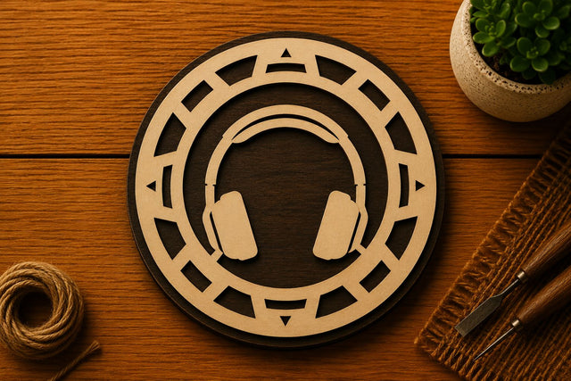 Headphones Music Circle Art Laser Cut SVG File SVG Regulrcrative 