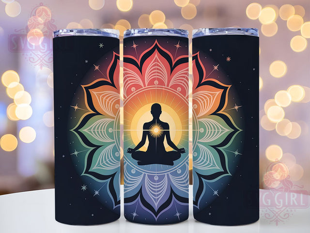 Healing Colorful Chakra Yoga Tumbler, Meditation Energy Cup, Healing Chakra Wrap, 20Oz Sublimation Tumbler, Spiritual Wellness Design, Mindful Gift Cup, Colorful Yoga Tumbler Sublimation SvggirlplusArt 