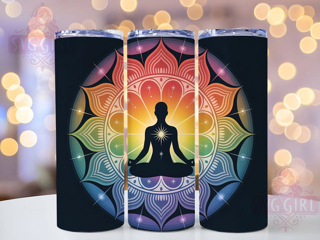 Healing Colorful Chakra Yoga Tumbler, Meditation Energy Cup, Healing Chakra Wrap, 20Oz Sublimation Tumbler, Spiritual Wellness Design, Mindful Gift Cup, Colorful Yoga Tumbler Sublimation SvggirlplusArt 
