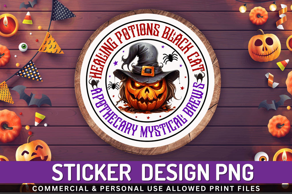 Healing potions black cat Stickers Design - So Fontsy