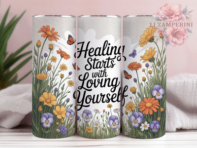 Healing Self Love 20oz Tumbler, Healing Starts With Loving Yourself, Self Love, Christian Tumbler, Inspirational Sublimation, Motivational Wrap Design, Religious Quote PNG, 20oz Tumbler Wrap Sublimation Li Zamperini 
