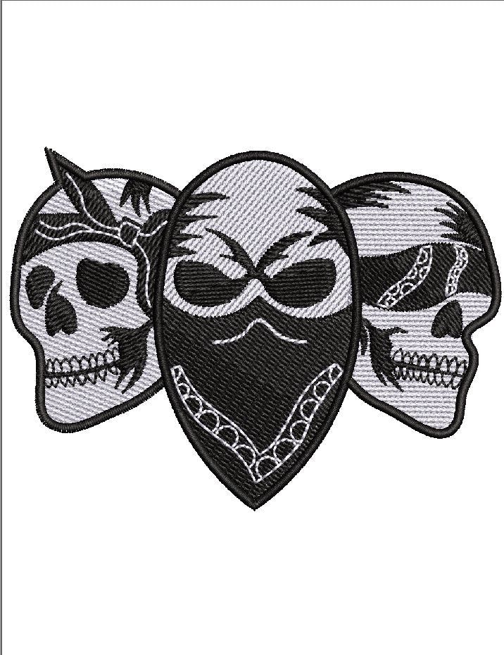 Hear No Evil Skeleton Halloween Embroidery Design 4 Sizes - File formats in pes,dst,jef,xxx,exp,vip,vp3, edgy, boo sheet, boy, spooky Embroidery/Applique DESIGNS AestheticdesignsE 
