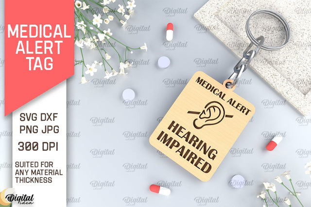 Hearing Impaired Alert Tag SVG. Medical Alert Tag Laser Cut SVG Evgenyia Guschina 