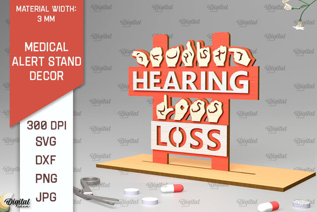 Hearing Loss Medical Alert Stand LaserCut. Medical Decor SVG SVG Evgenyia Guschina 
