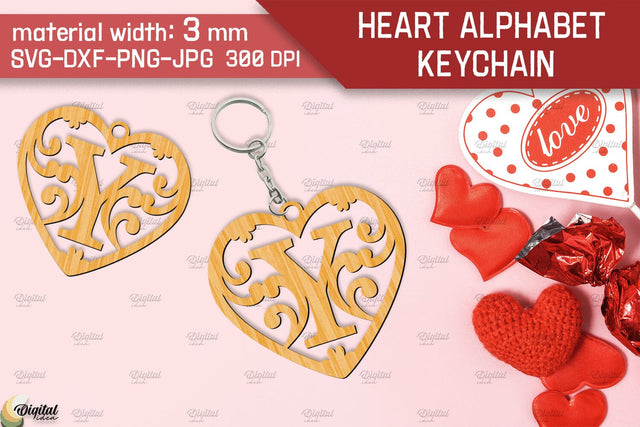 Heart Alphabet Keychain Laser Cut. Letter Y. Valentine Monogram SVG SVG Evgenyia Guschina 