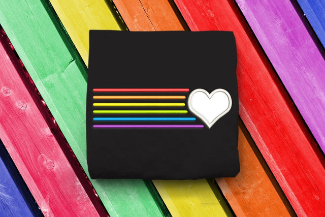 Heart and Rainbow Lines LGBT Applique Embroidery Embroidery/Applique DESIGNS Designed by Geeks 