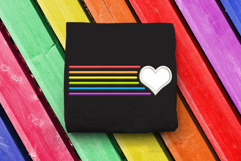 Heart and Rainbow Lines LGBT Applique Embroidery Embroidery/Applique DESIGNS Designed by Geeks 