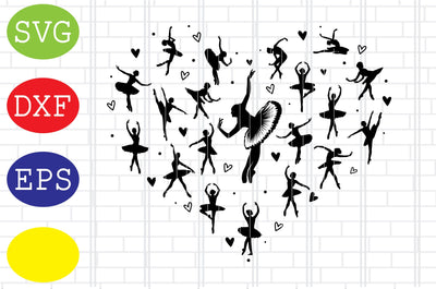 Heart Ballerina Svg, Heart Ballet Dancer Svg, Jpg, Eps, Dxf Files SVG DigitalSvgFiles 