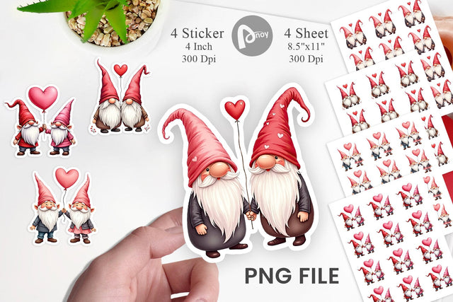 Heart Balloon Gnome Sticker Sublimation artnoy 