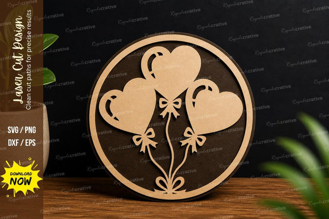 Heart Balloon Laser Cut Wall Art Decor File SVG Regulrcrative 