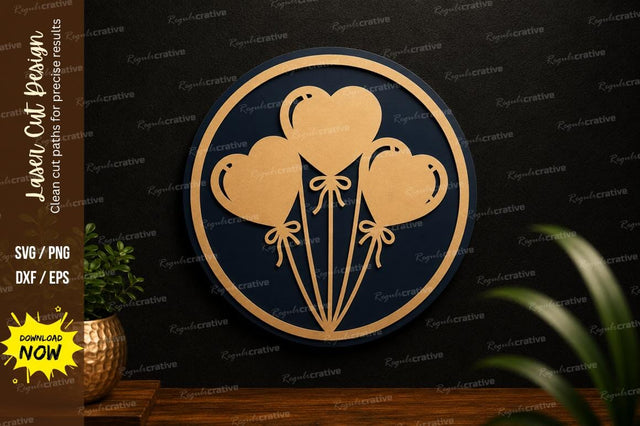 Heart Balloon Ornament Laser Cut SVG Design SVG Regulrcrative 
