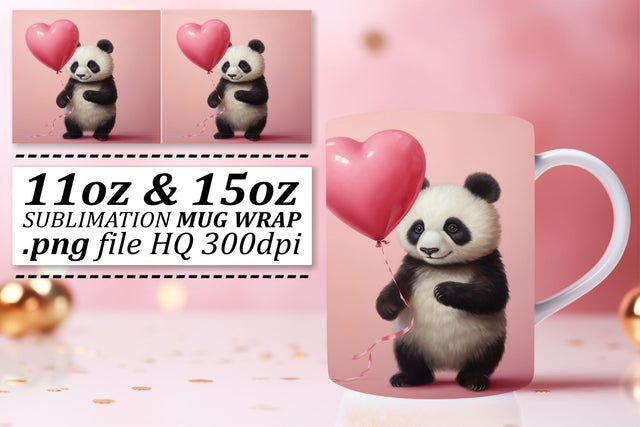 Heart Balloon Valentines Animal Love Mug Wrap - Sublimation 11oz 15oz - Theme of Love Sublimation afrosvg 