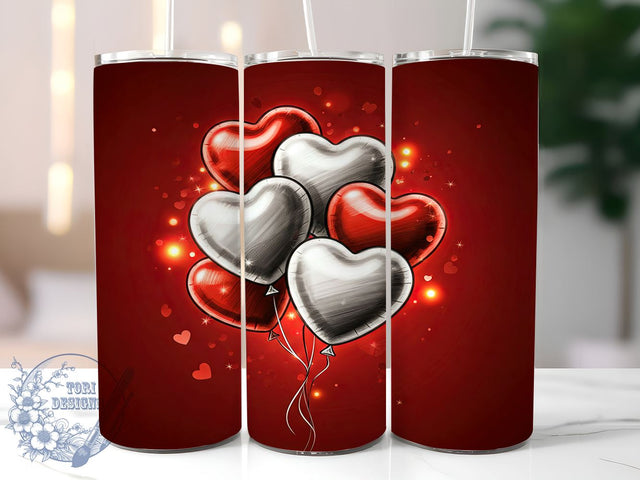Heart Balloons Valentine's Day Tumbler, Heart Balloons, Tumbler Wrap, 20oz Tumbler, Sublimation Design, Valentine's Gift, Love Theme Sublimation ToriDesigns 