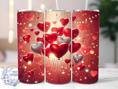 Heart Balloons Valentine's Day Tumbler, Heart Balloons, Tumbler Wrap, 20oz Tumbler, Sublimation Design, Valentine's Gift, Love Theme Sublimation ToriDesigns 