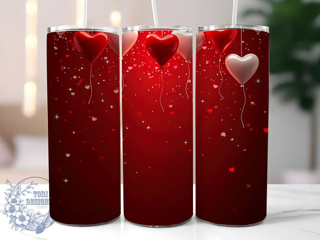 Heart Balloons Valentine's Day Tumbler, Heart Balloons, Tumbler Wrap, 20oz Tumbler, Sublimation Design, Valentine's Gift, Love Theme Sublimation ToriDesigns 