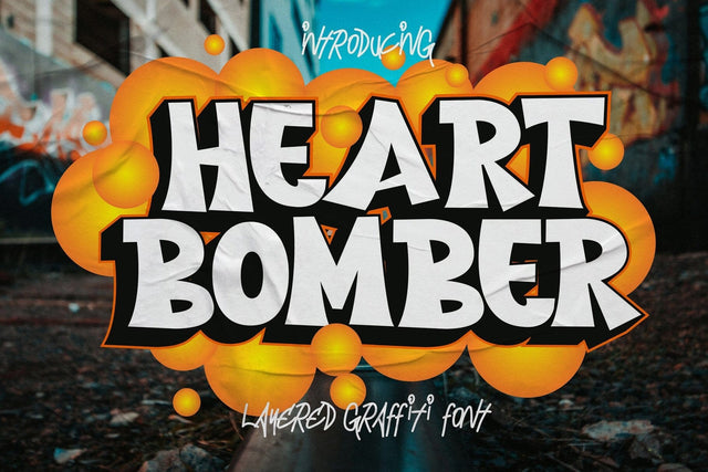 Heart Bomber - Shadow Graffiti Font Font Mozzatype 
