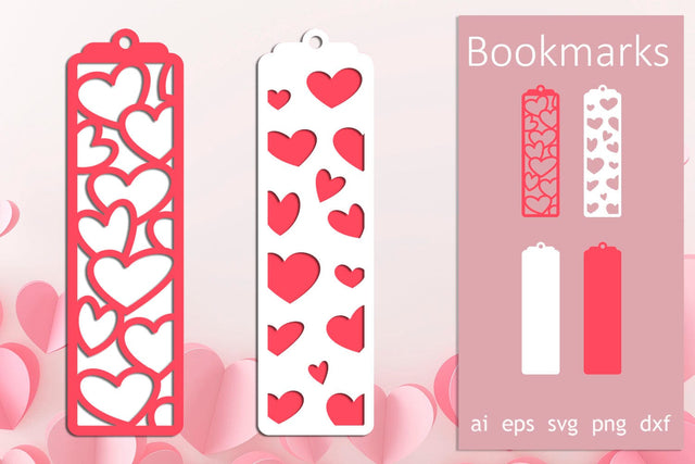 Heart bookmark laser cut, Love bookmarks svg layered template SVG AnastasiyaArtDesign 