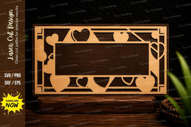 Heart Border Name Plate Laser Cut SVG Design SVG Regulrcrative 