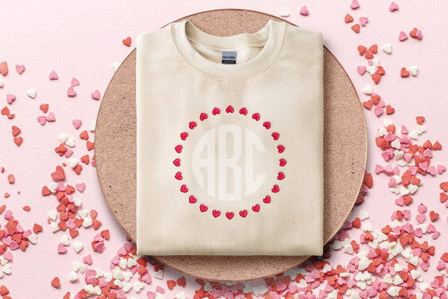 Heart Border Round Monogram Frame Embroidery Embroidery/Applique DESIGNS Risa Rocks It 