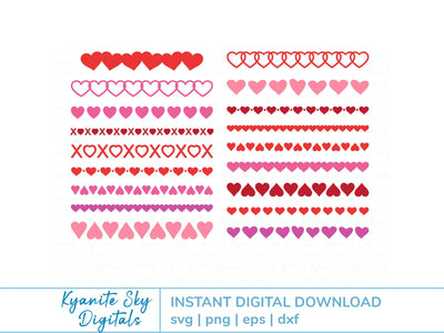 Heart Borders SVG Bundle Valentine design SVG Kyanite Sky Digitals 