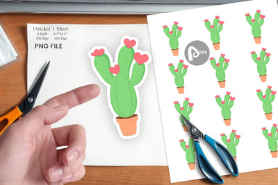 Heart Cactus Sticker Sublimation artnoy 
