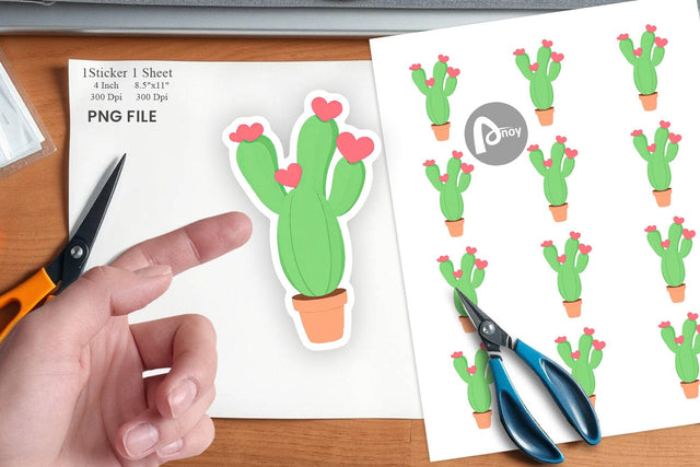 Heart Cactus Sticker Sublimation artnoy 