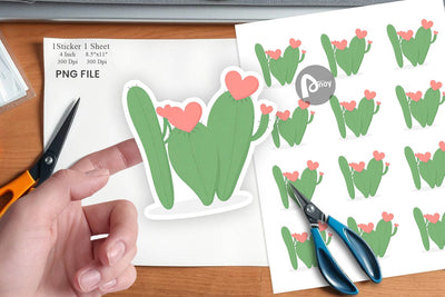 Heart Cactus Sticker Sublimation artnoy 