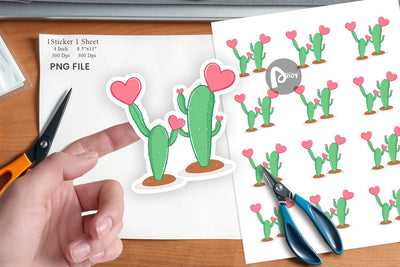 Heart Cactus Sticker Sublimation artnoy 