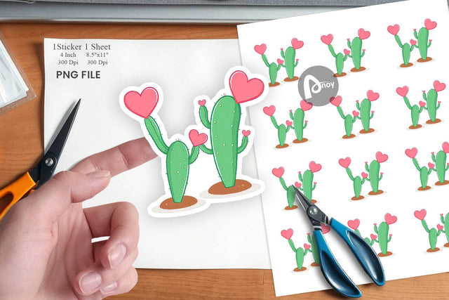 Heart Cactus Sticker Sublimation artnoy 