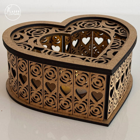 Heart Candle Holder Gift Valentine's Day, Laser Cut Fille, Wood Cut Template SVG LaserCutano 