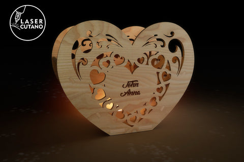 Heart Candle Holders Set of 5 – Valentine’s Day Laser Cut Files 💕 SVG LaserCutano 