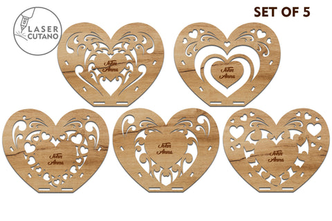 Heart Candle Holders Set of 5 – Valentine’s Day Laser Cut Files 💕 SVG LaserCutano 