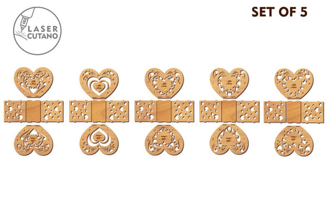 Heart Candle Holders Set of 5 – Valentine’s Day Laser Cut Files 💕 SVG LaserCutano 