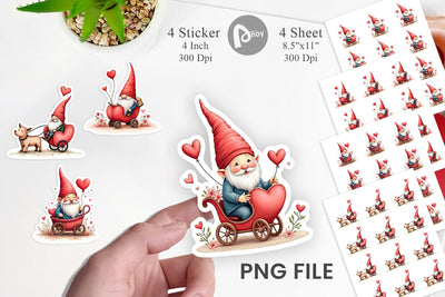 Heart Carriage Gnome Sticker Sublimation artnoy 