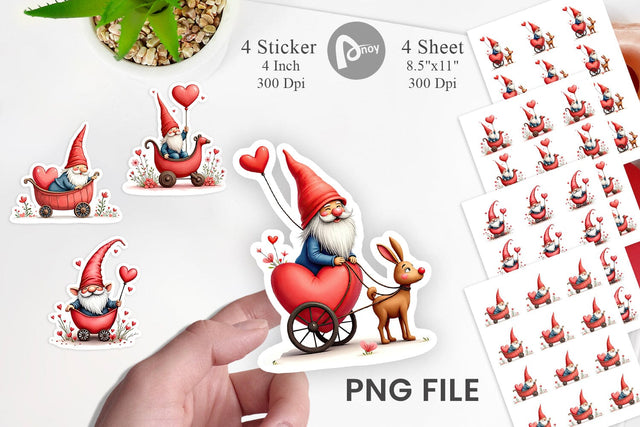 Heart Carriage Gnome Sticker Sublimation artnoy 