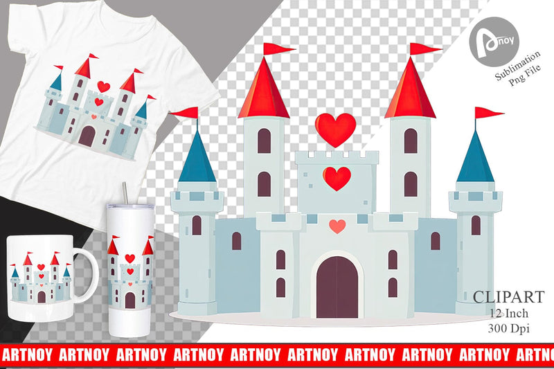 Heart Castle Clipart Sublimation artnoy 